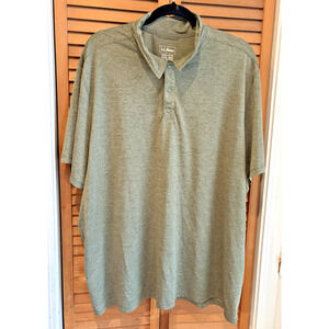 LL Bean Mens Shirt XXL Ultralight Adventure Polo Iron Green With Snap Buttons.